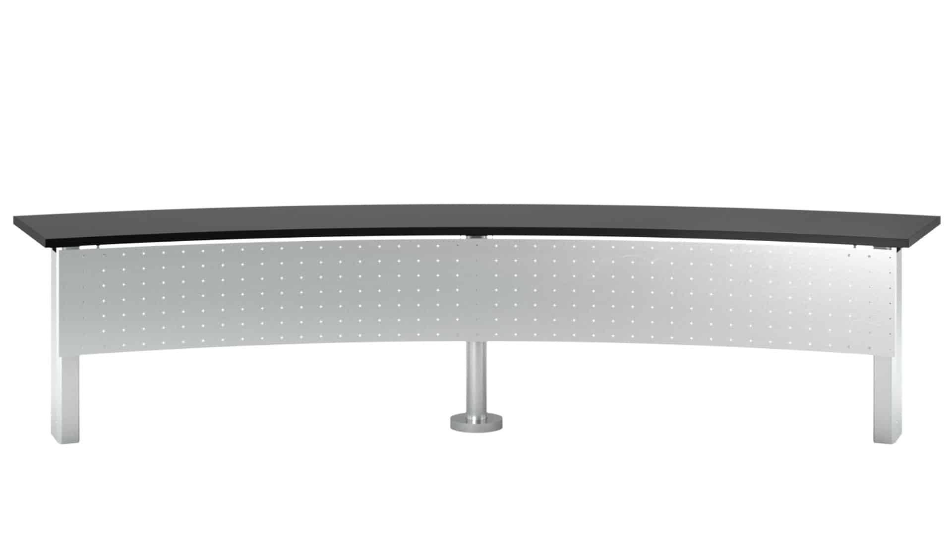 Curved AFix table with metal modification and black top