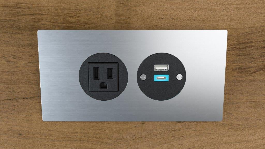 Spunk outlet added to table with one outlet, lightening and usb
