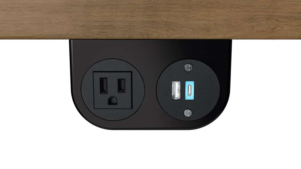 Tiny Brite outlet flush on front of table for power