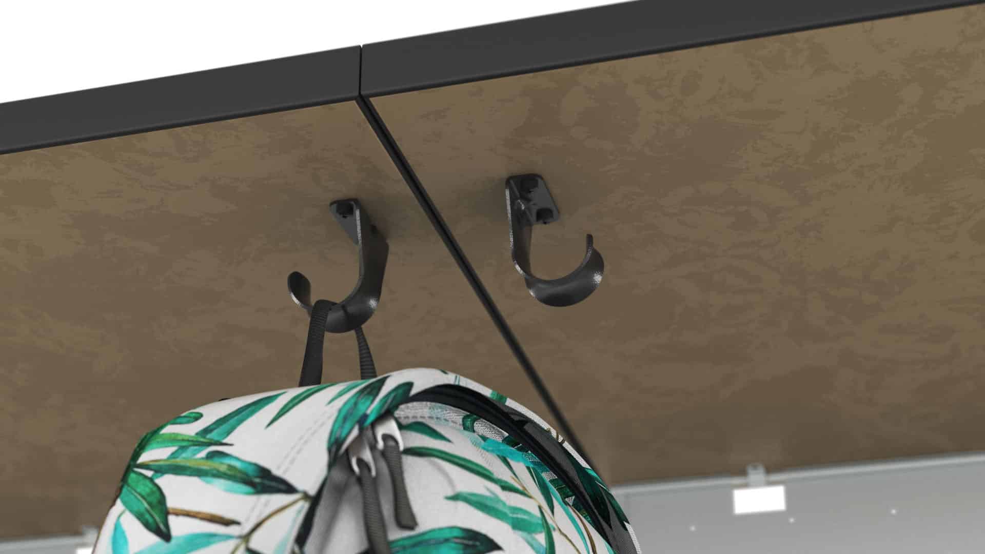 Bag hook option on underside of table