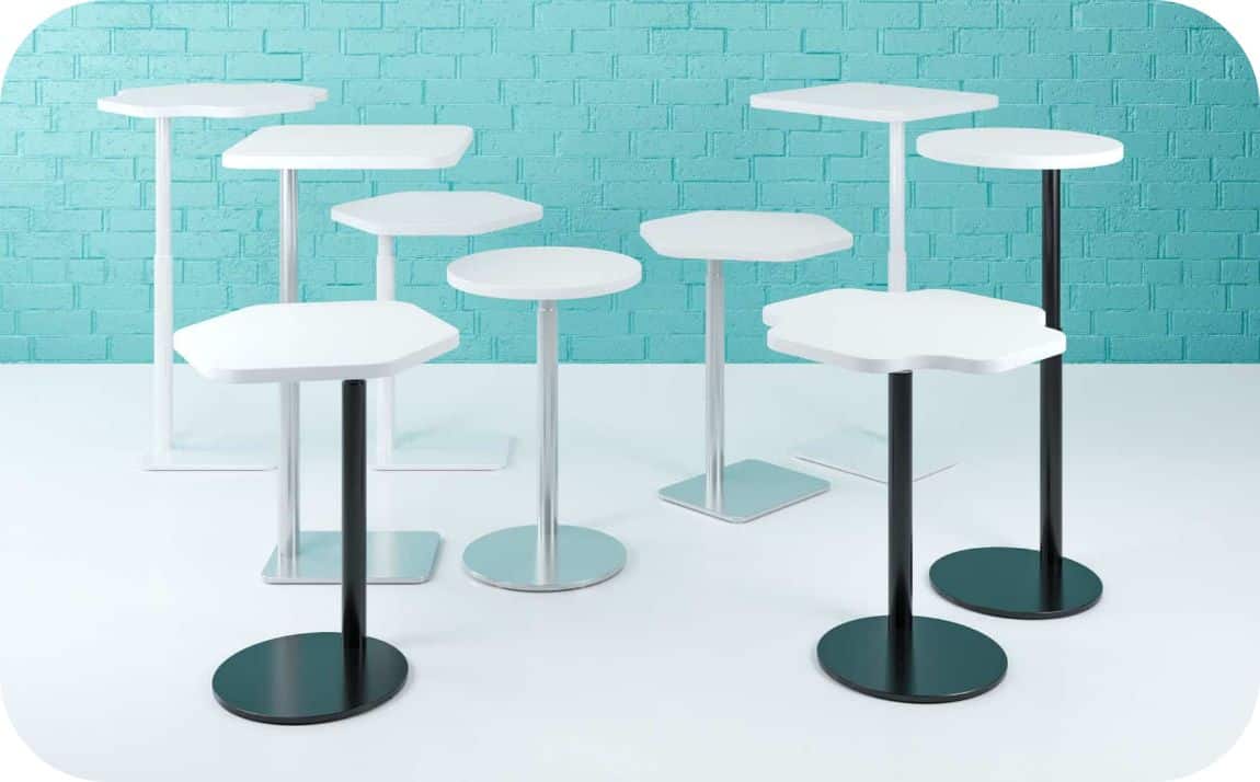 Several Retha tables - different heights and different shapes